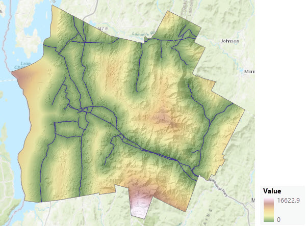 Map of straight-line distance from power lines Map of straight-line distance from power lines
