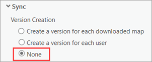 When the None option is chosen, no replica version is created when an offline map is downloaded. When the None option is chosen, no replica version is created when an offline map is downloaded.